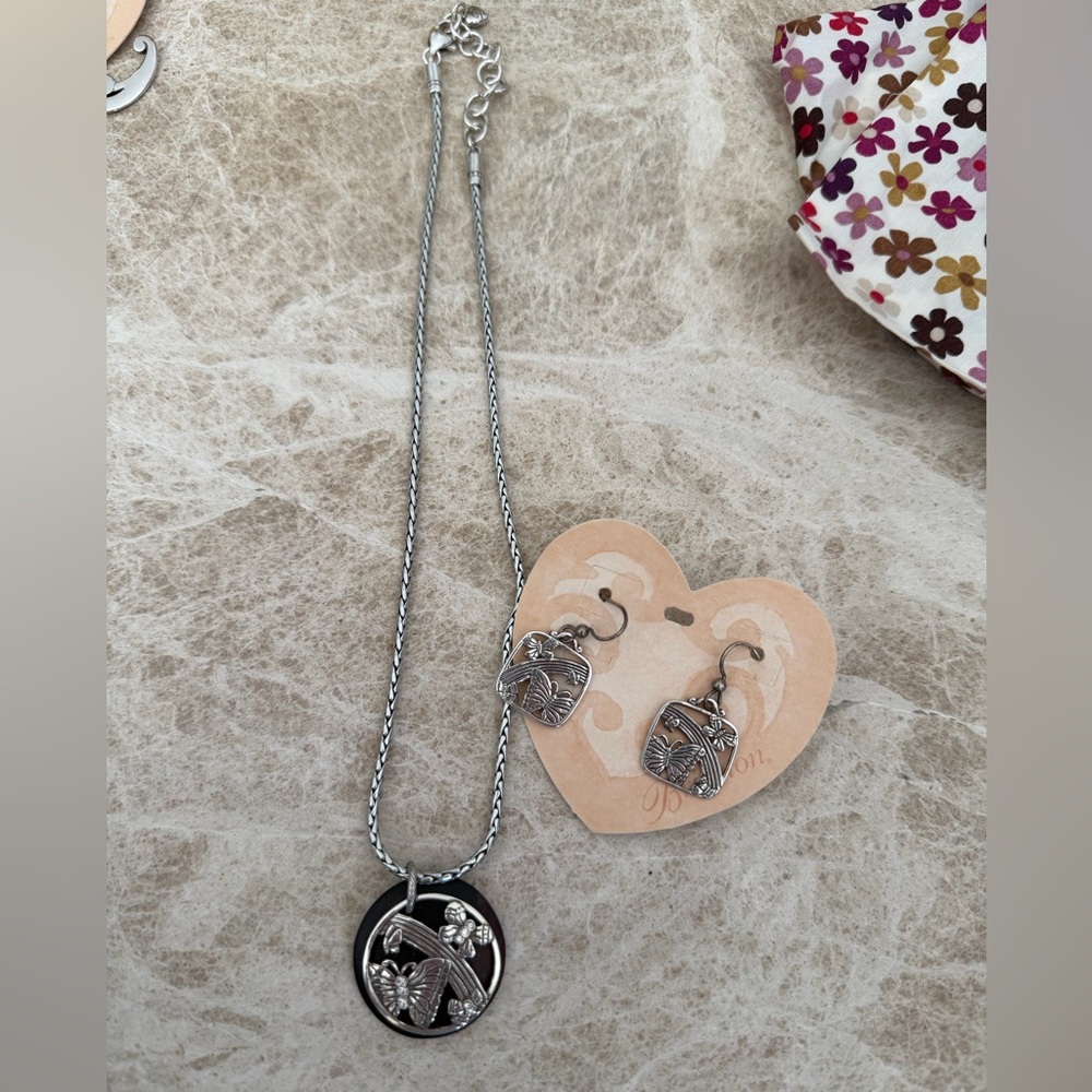Brighton Pura Vida Silver Butterfly Necklace and Earring Set - Picture 2 of 2